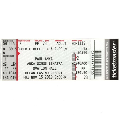 Biglietto concerto paul anka - paul,